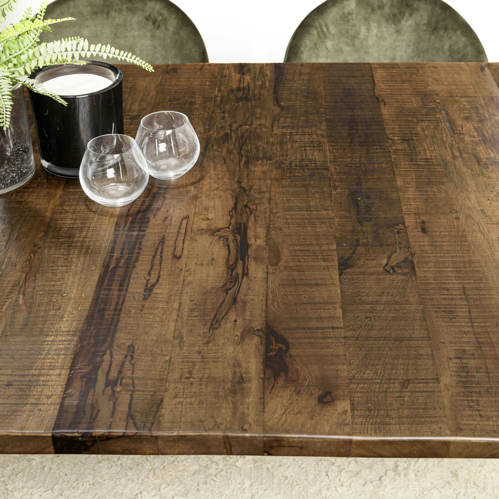 Table à manger rectangulaire lames bois recyclé 200 cm KORKAI