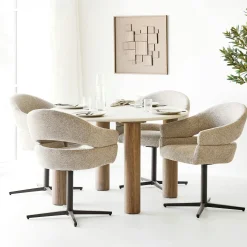 Table à manger ronde aspect ciment clair ø120 cm KNOX