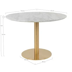 Table à manger ronde aspect marbre ø110 cm TORANO