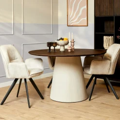 Table à manger ronde bois brun pied central Ø130 cm CORTINA