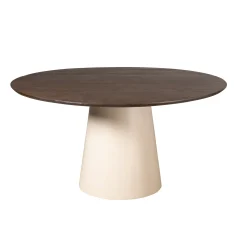 Table à manger ronde bois brun pied central Ø130 cm CORTINA