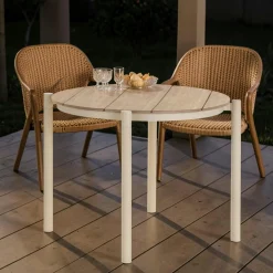 Table à manger ronde bois et aluminium ø90 AGGER