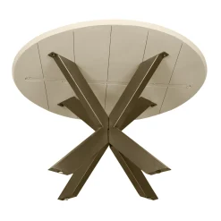 Table à manger ronde bois sable pied bronze Ø110 cm CORTINA