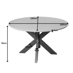 Table à manger ronde bois sable pied bronze Ø130 cm CORTINA