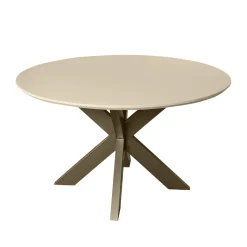 Table à manger ronde bois sable pied bronze Ø130 cm CORTINA
