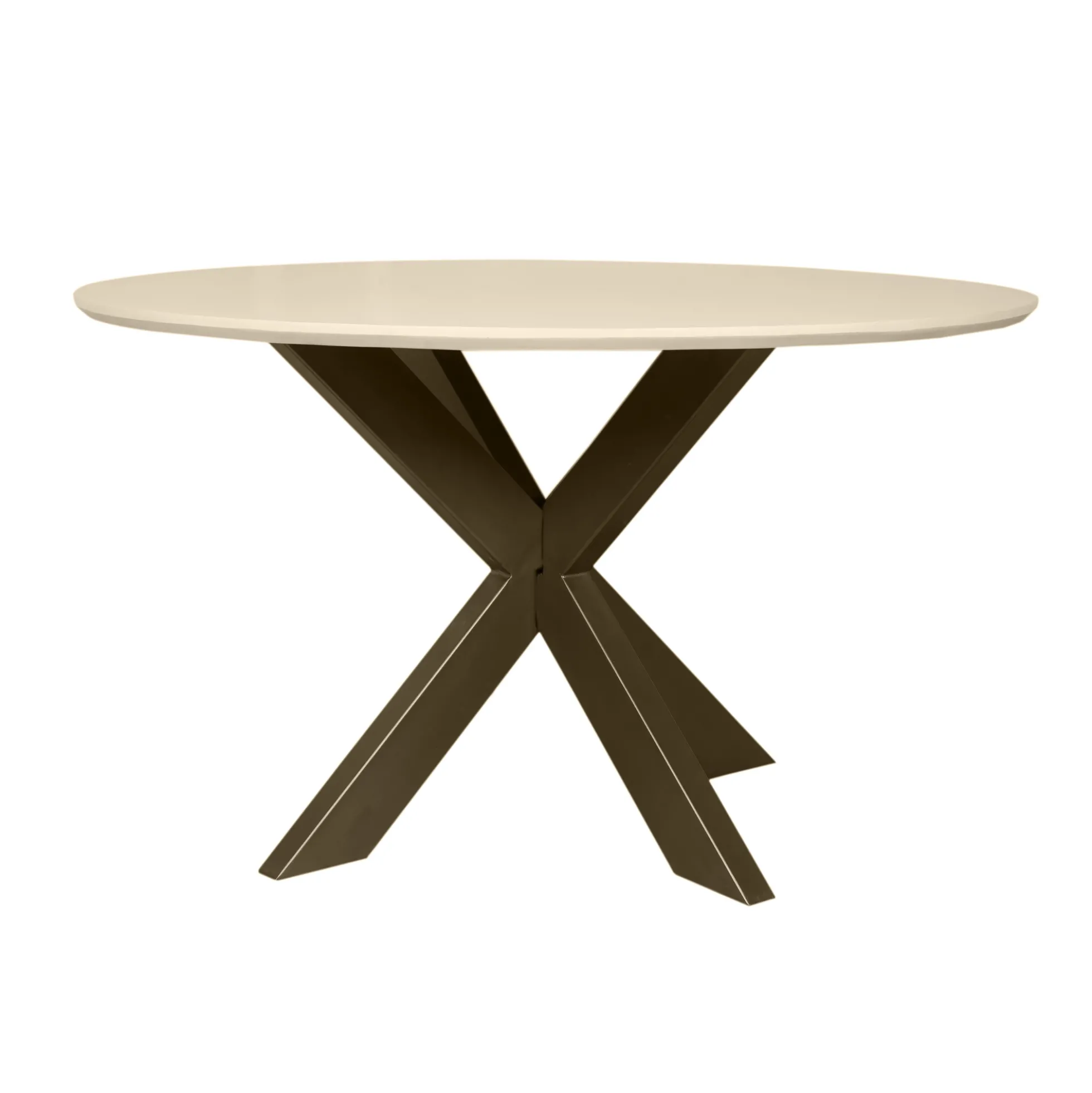 Table à manger ronde bois sable pied bronze Ø150 cm CORTINA