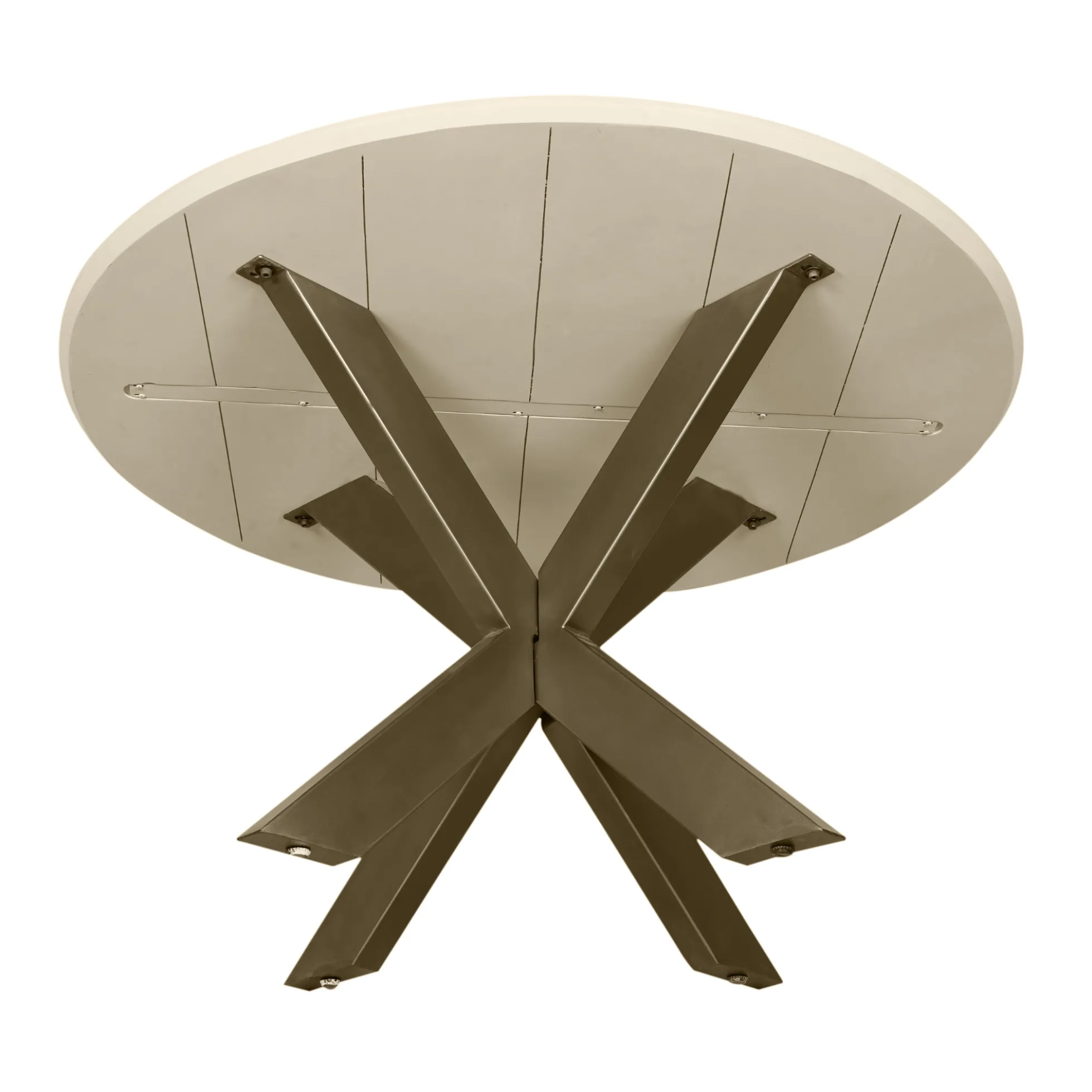 Table à manger ronde bois sable pied bronze Ø150 cm CORTINA