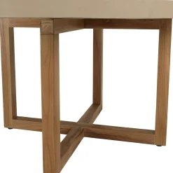 Table à manger ronde béton beige pieds bois croisés DIKA