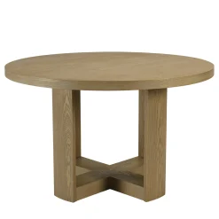 Table à manger ronde couleur naturelle design arrondi VELAR