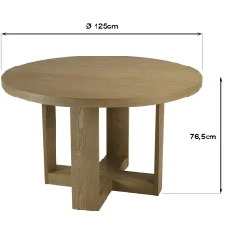 Table à manger ronde couleur naturelle design arrondi VELAR