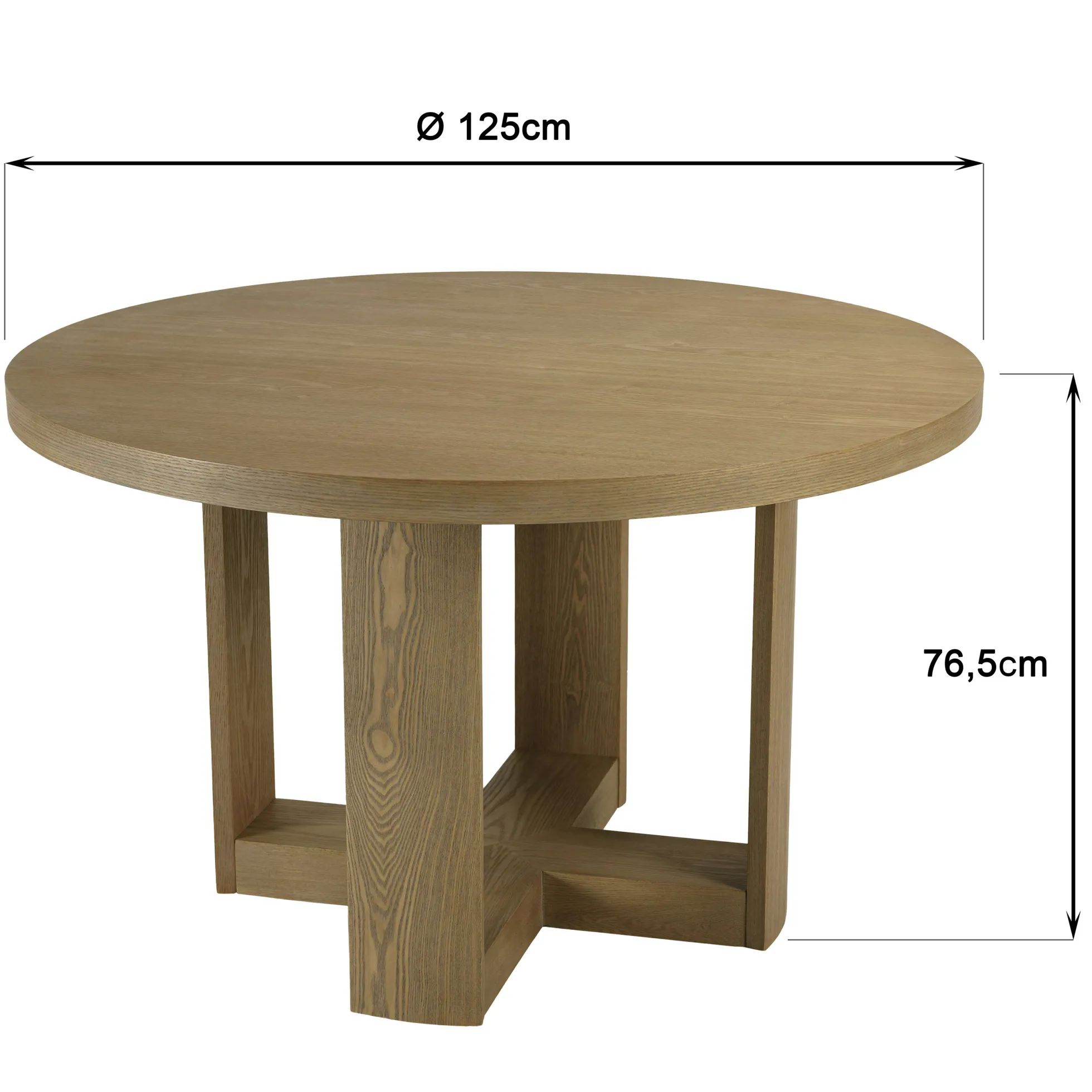 Table à manger ronde couleur naturelle design arrondi VELAR