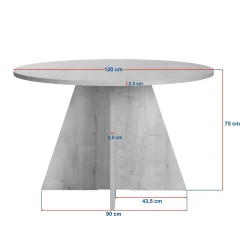 Table à manger ronde décor travertin et noyer Ø120 cm MARFA
