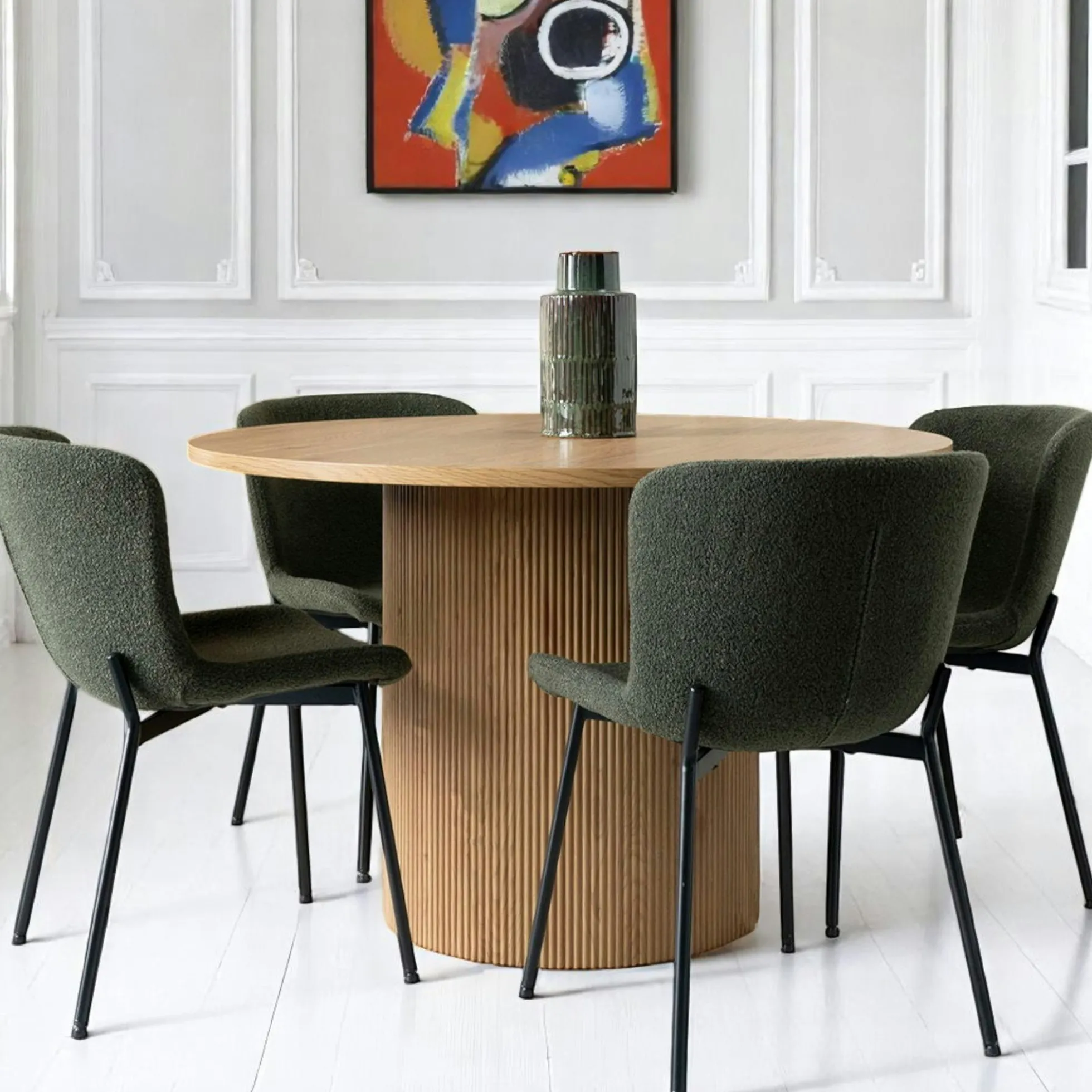 Table à manger ronde effet bois blond ø120 cm MATERA
