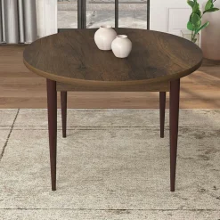 Table à manger ronde effet bois noyer foncéØ90 cm AROLA
