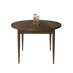 Table à manger ronde effet bois foncéØ90 cm LUNOR