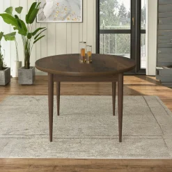 Table à manger ronde effet bois foncéØ90 cm LUNOR