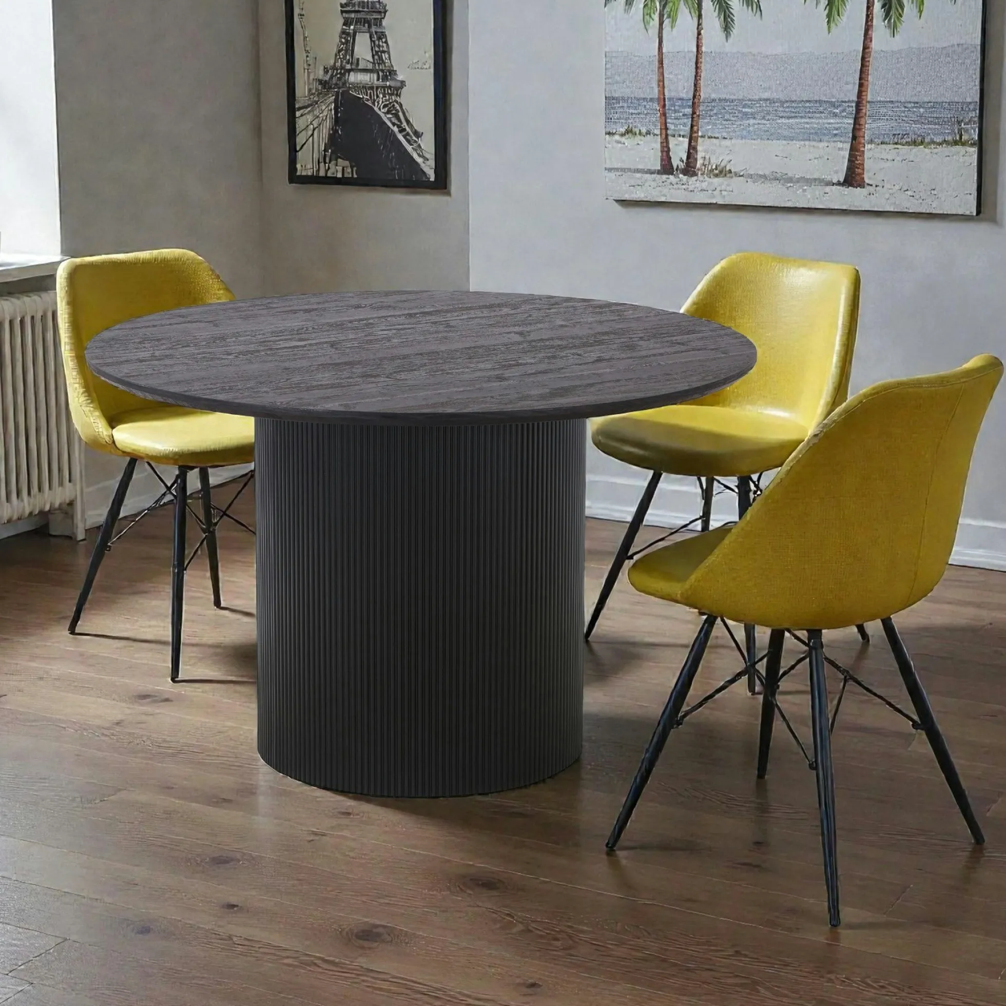 Table à manger ronde effet bois foncé ø120 cm MATERA