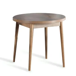 Table à manger ronde effet bois de noyer clair Ø90 cm MARFA