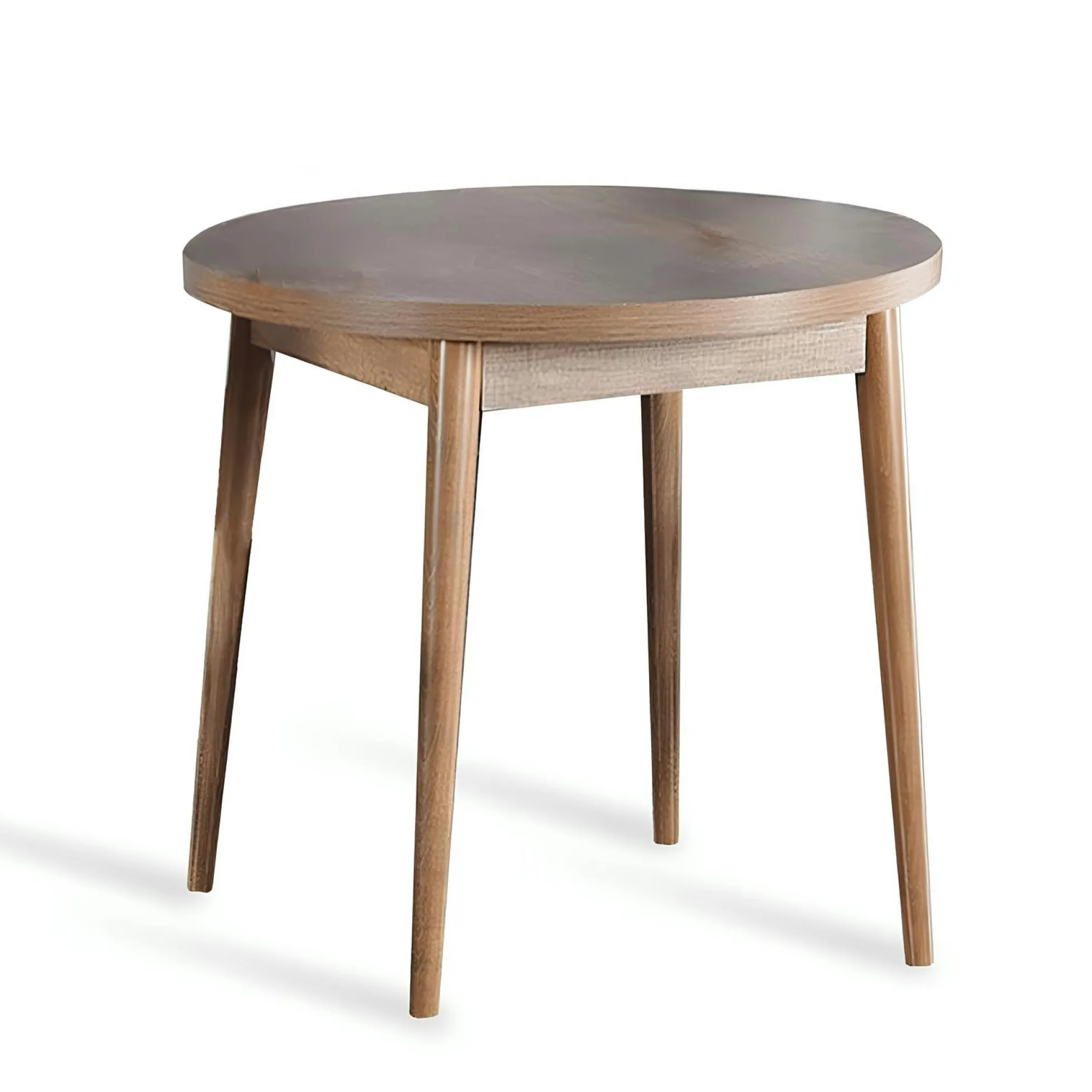 Table à manger ronde effet bois de noyer clair Ø90 cm MARFA