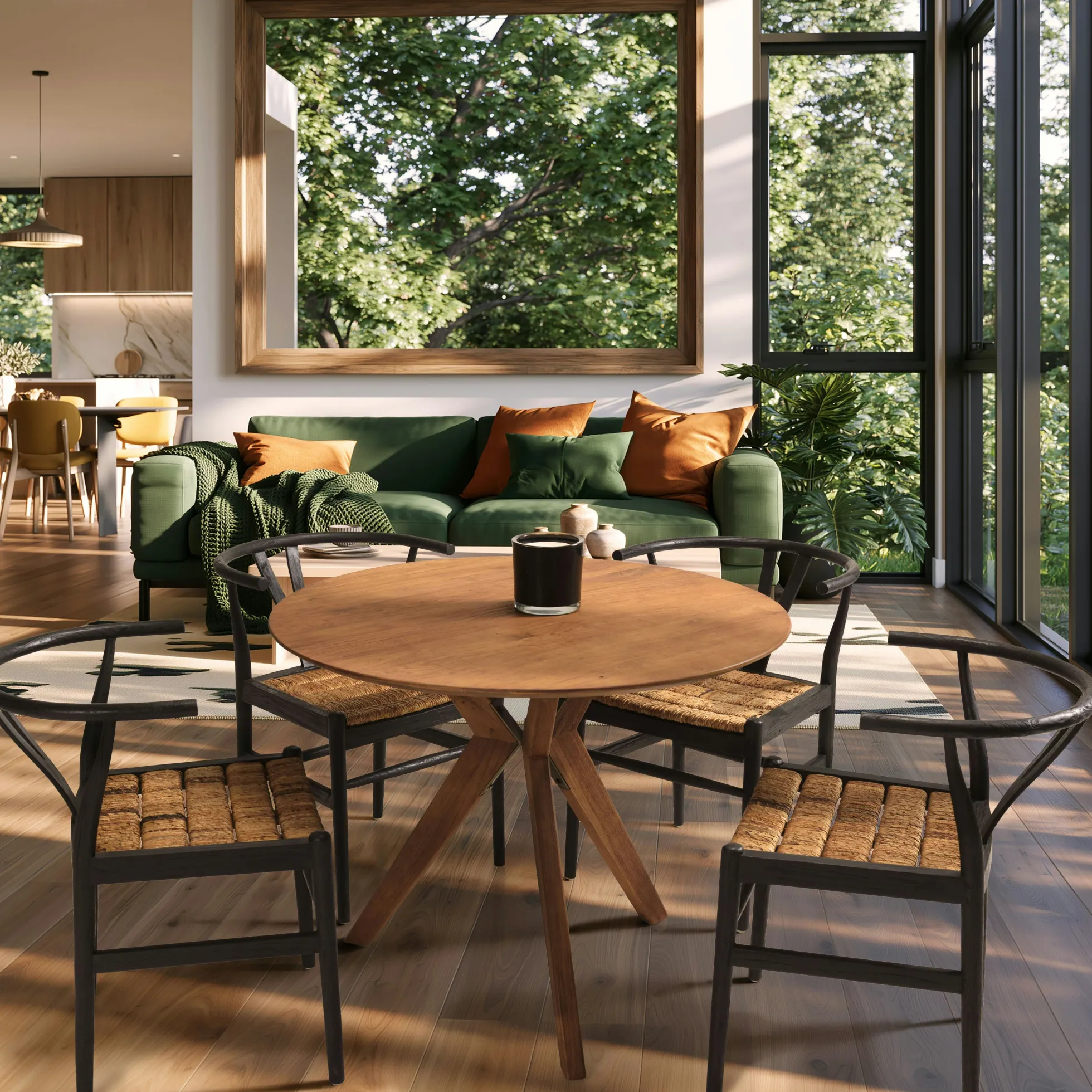Table à manger ronde en bois de teck recyclé D100cm SWING