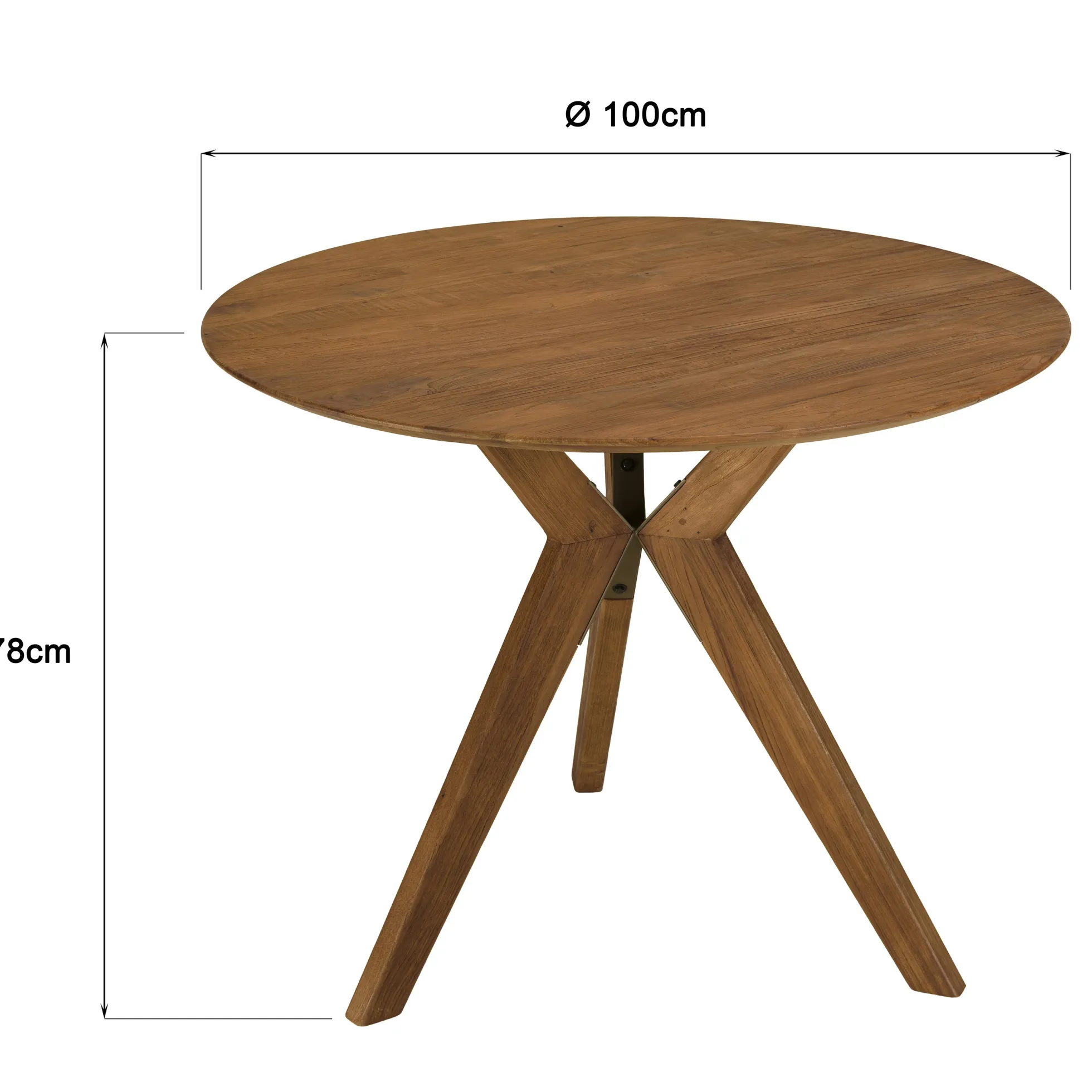 Table à manger ronde en bois de teck recyclé D100cm SWING