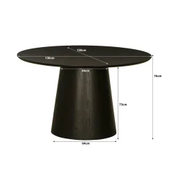 Table à manger ronde en chêne brun Ø130 cm LOREN
