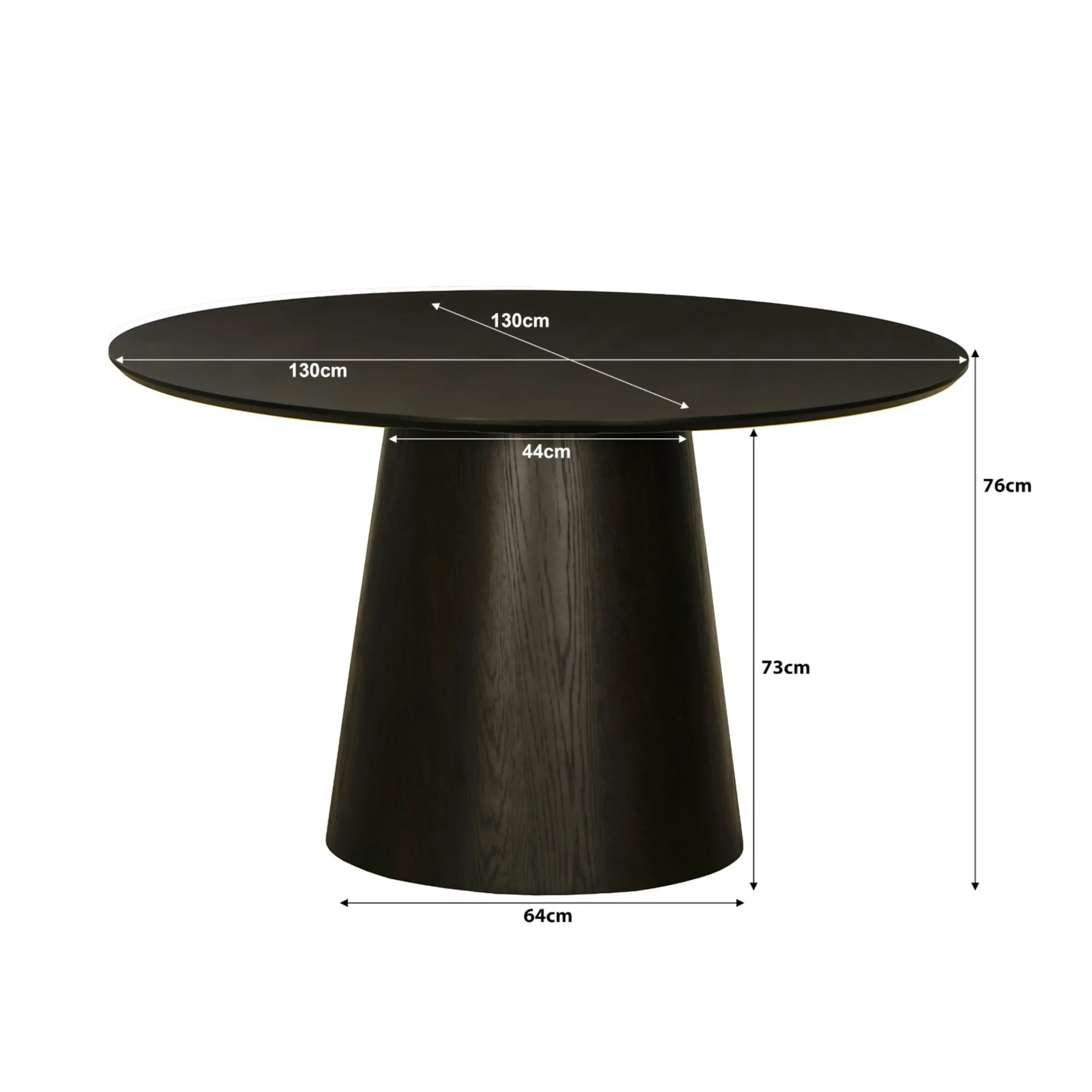 Table à manger ronde en chêne brun Ø130 cm LOREN