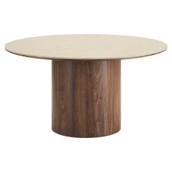 Table à manger ronde en céramique aspect travertin ø140 PRATO