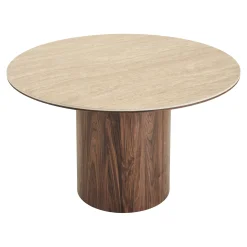 Table à manger ronde en céramique aspect travertin ø120 PRATO
