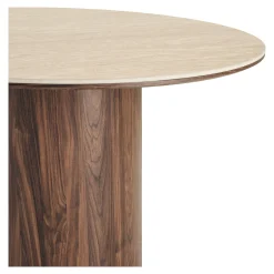Table à manger ronde en céramique aspect travertin ø120 PRATO