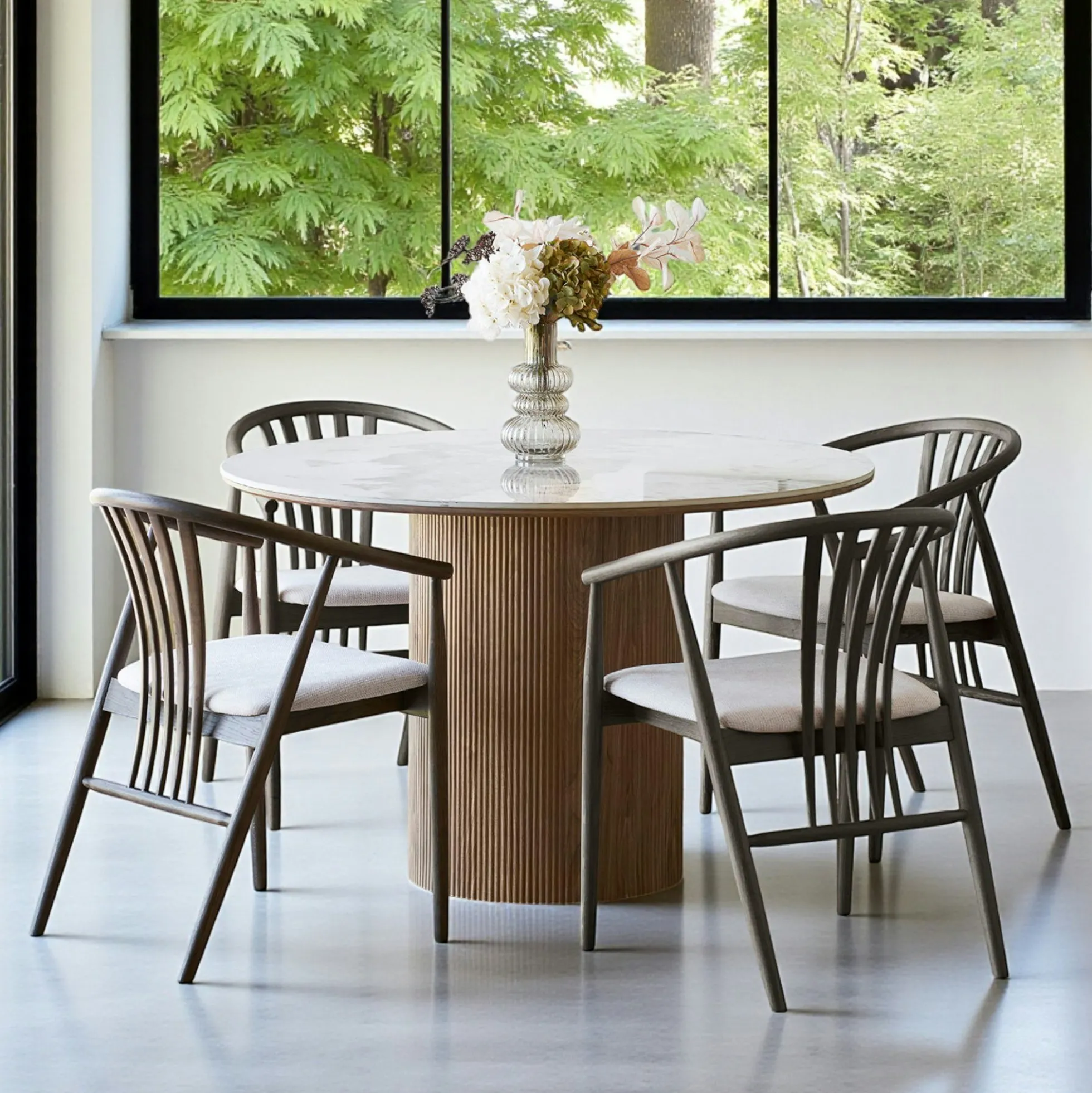 Table à manger ronde en céramique effet marbre Ø120 cm PRATO