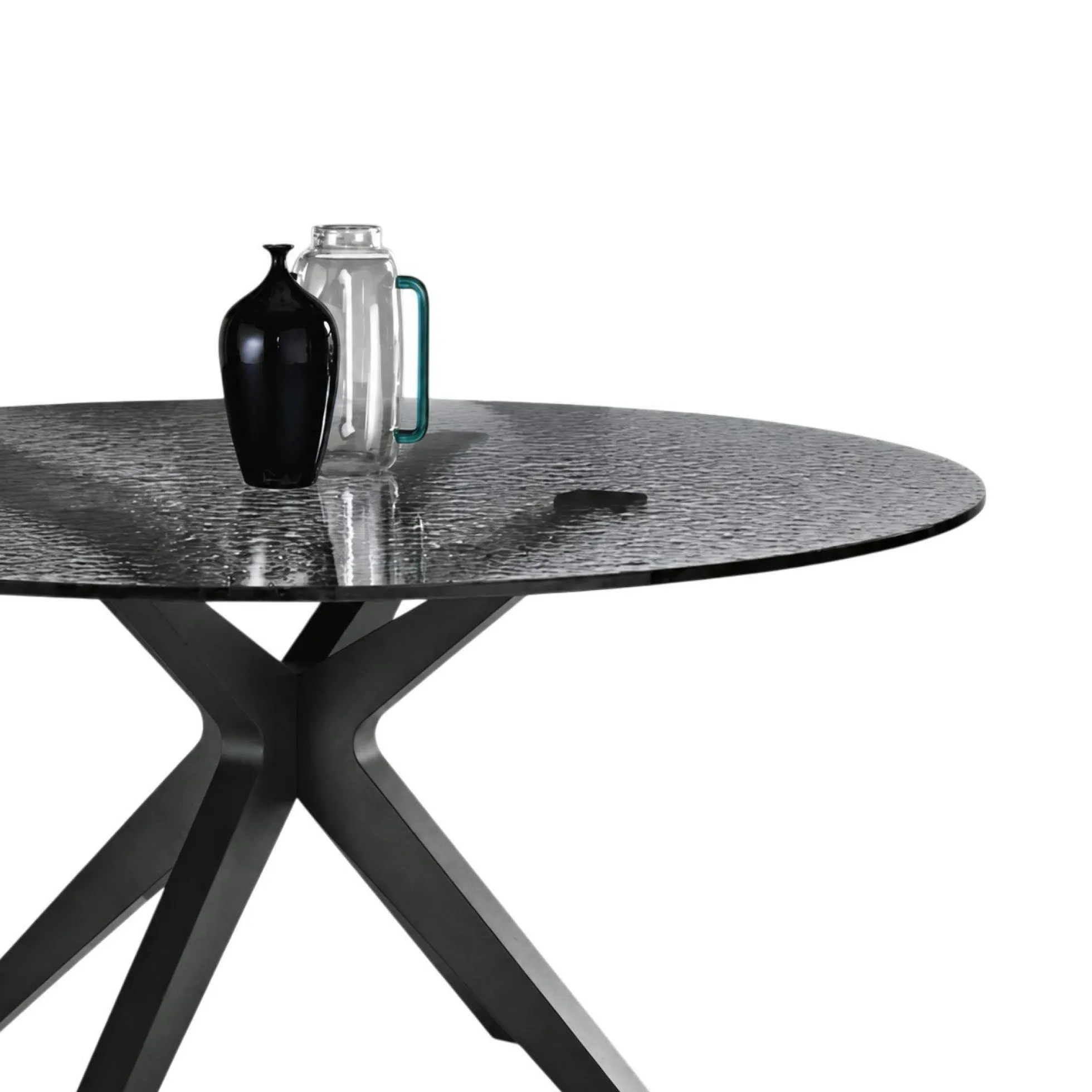 Table à manger ronde en verre ondulé Ø140 cm ALBA