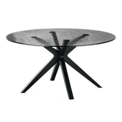 Table à manger ronde en verre ondulé Ø140 cm ALBA