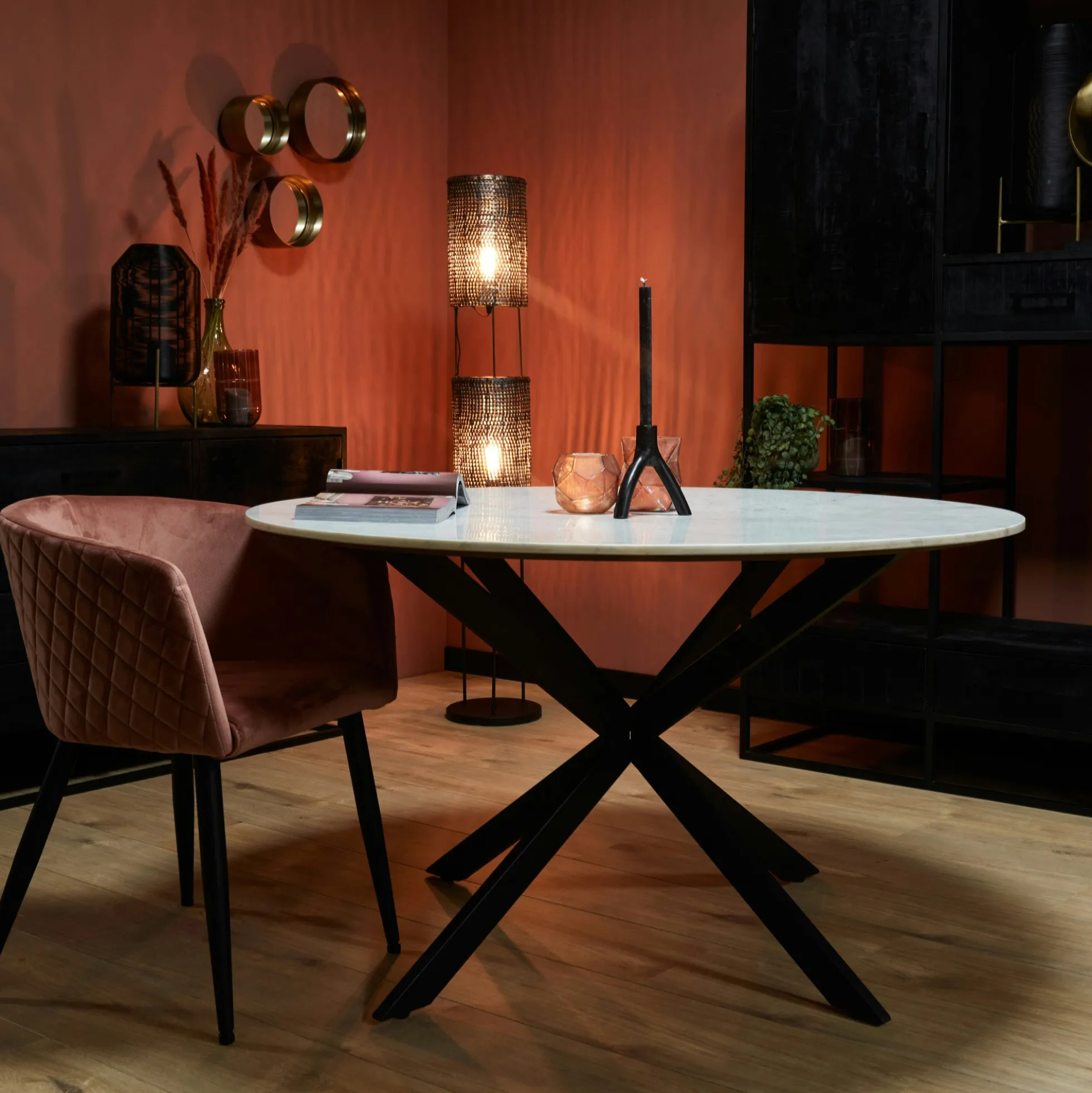 Table à manger ronde marbre blanc Ø130 cm DUOMO
