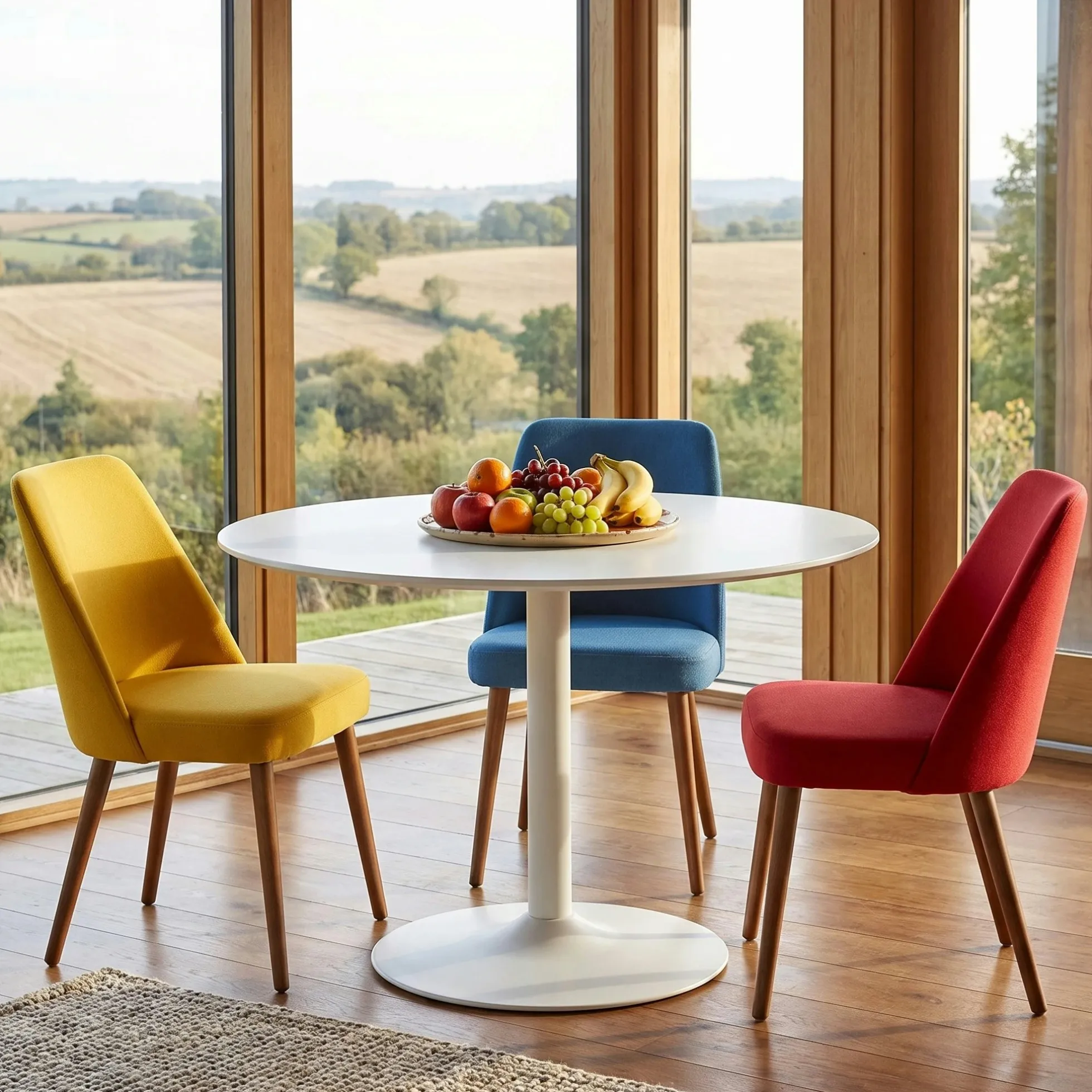 Table à manger ronde ø120 MDF sable PRATO