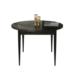 Table à manger ronde noire décor marbréØ90 cm LUNOR