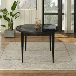 Table à manger ronde noire décor marbréØ90 cm LUNOR
