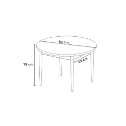 Table à manger ronde noire décor marbréØ90 cm LUNOR
