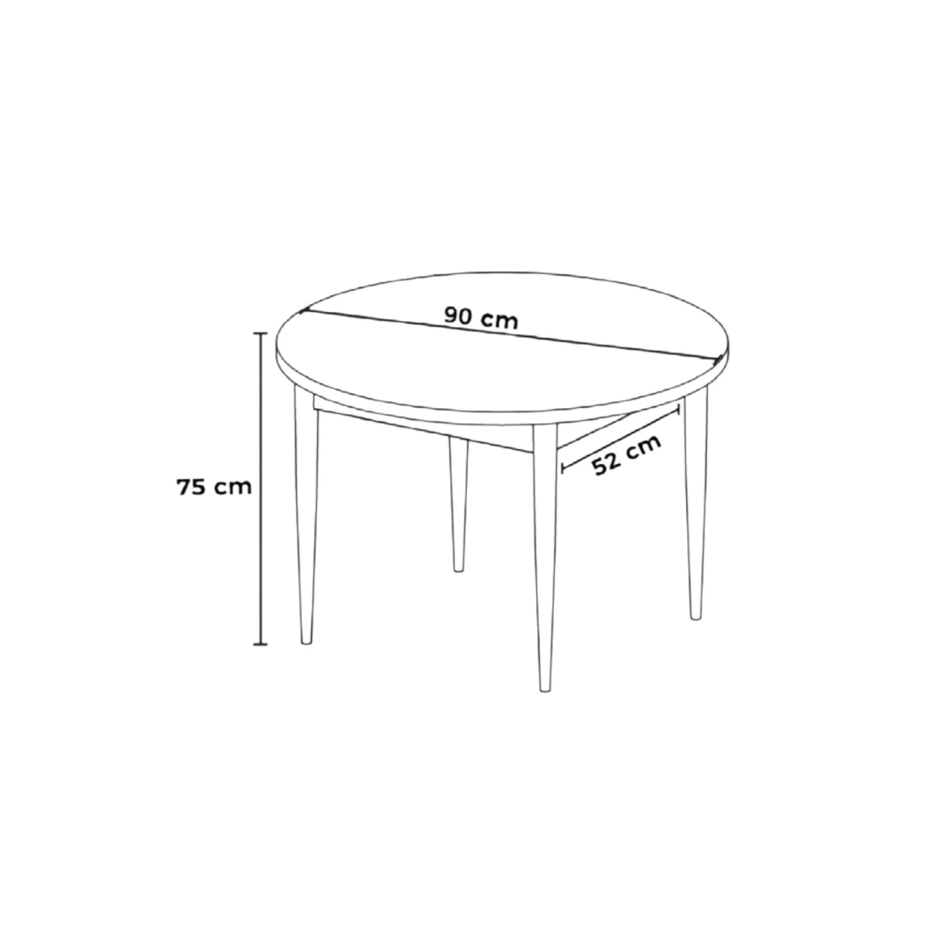 Table à manger ronde noire décor marbréØ90 cm LUNOR