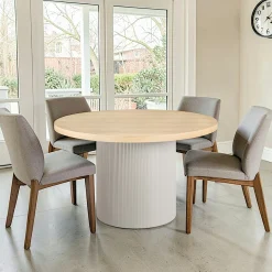 Table à manger ronde placage frêne pieds colonne ø120 cm LISBONNE