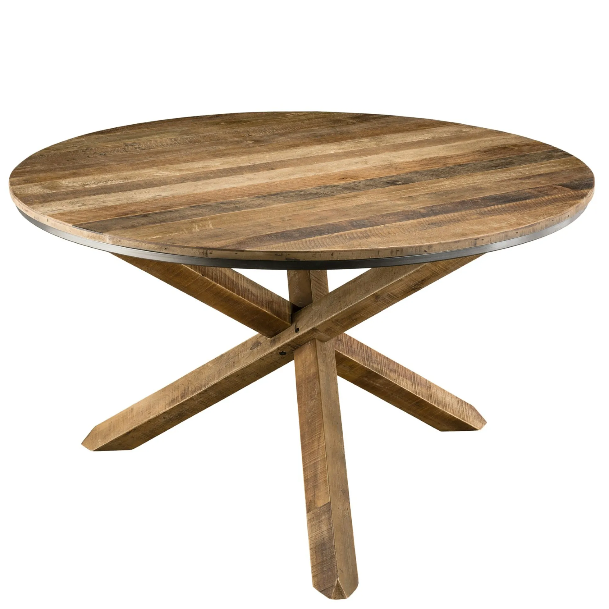 Table à manger ronde teck recyclé D130 SWING