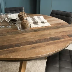 Table à manger ronde teck recyclé D130 SWING