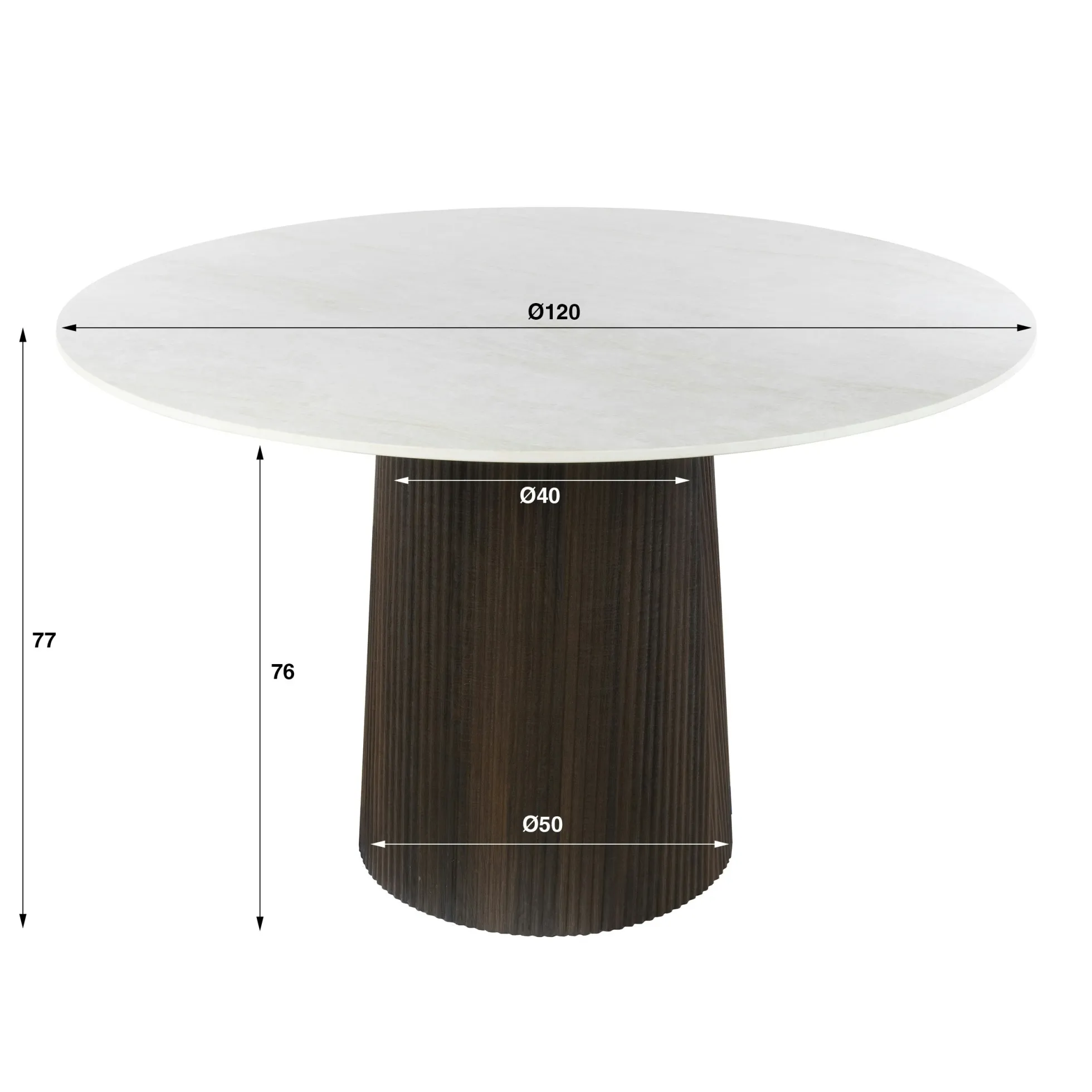 Table à manger ronde vintage en céramique marbrée Ø120 cm MAHAL