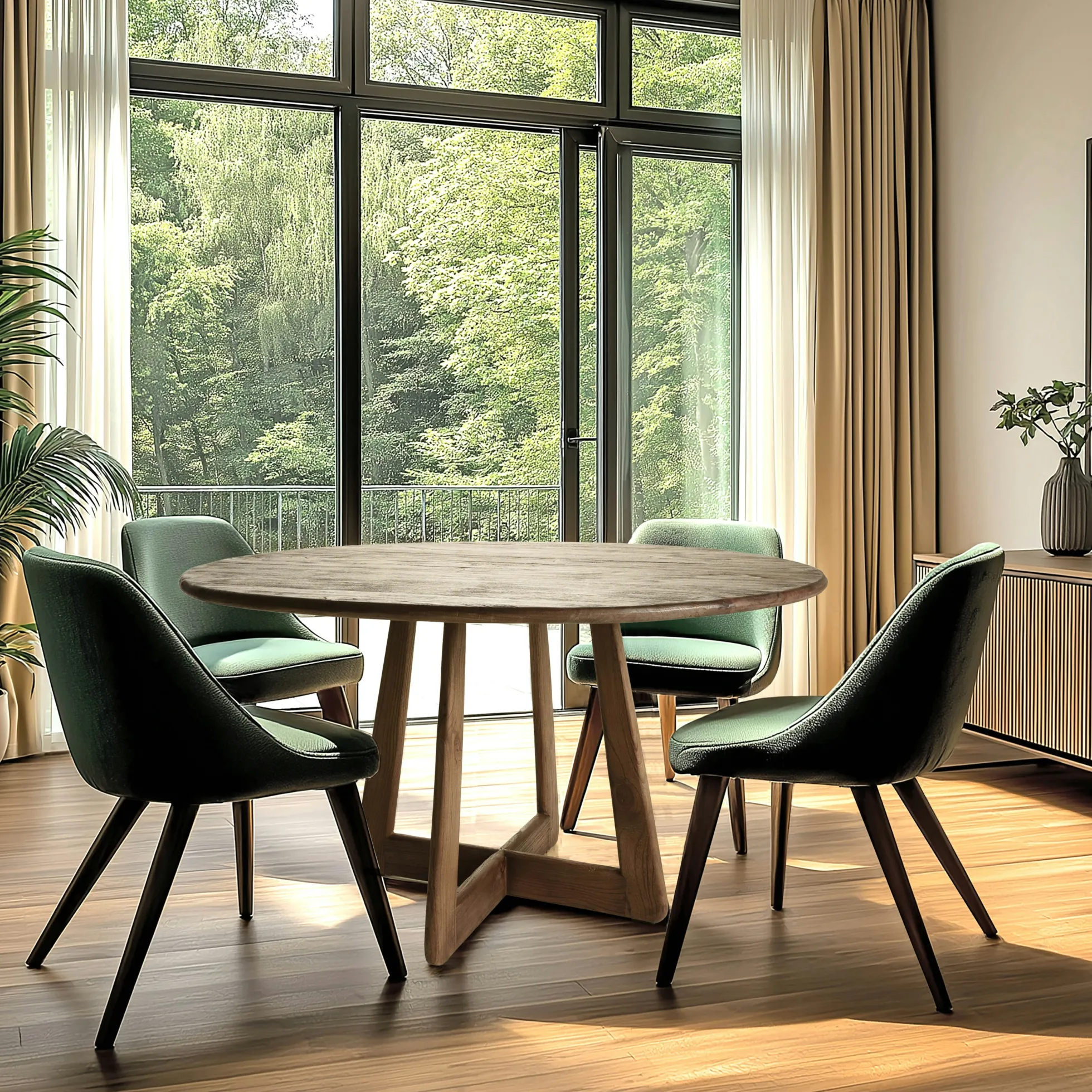 Table à manger ronde 140x140cm en bois de mindi ARCUS