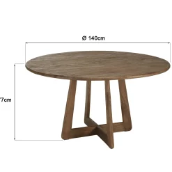 Table à manger ronde 140x140cm en bois de mindi ARCUS