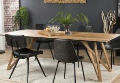 Table à manger teck recyclé pieds croisés 220x100 PANAMA