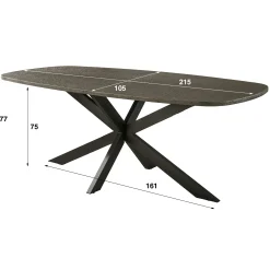Table à manger vintage à bords ronds 215 cm RALF