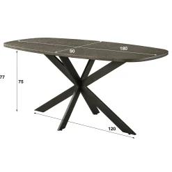 Table à manger vintage à bords ronds 180 cm RALF