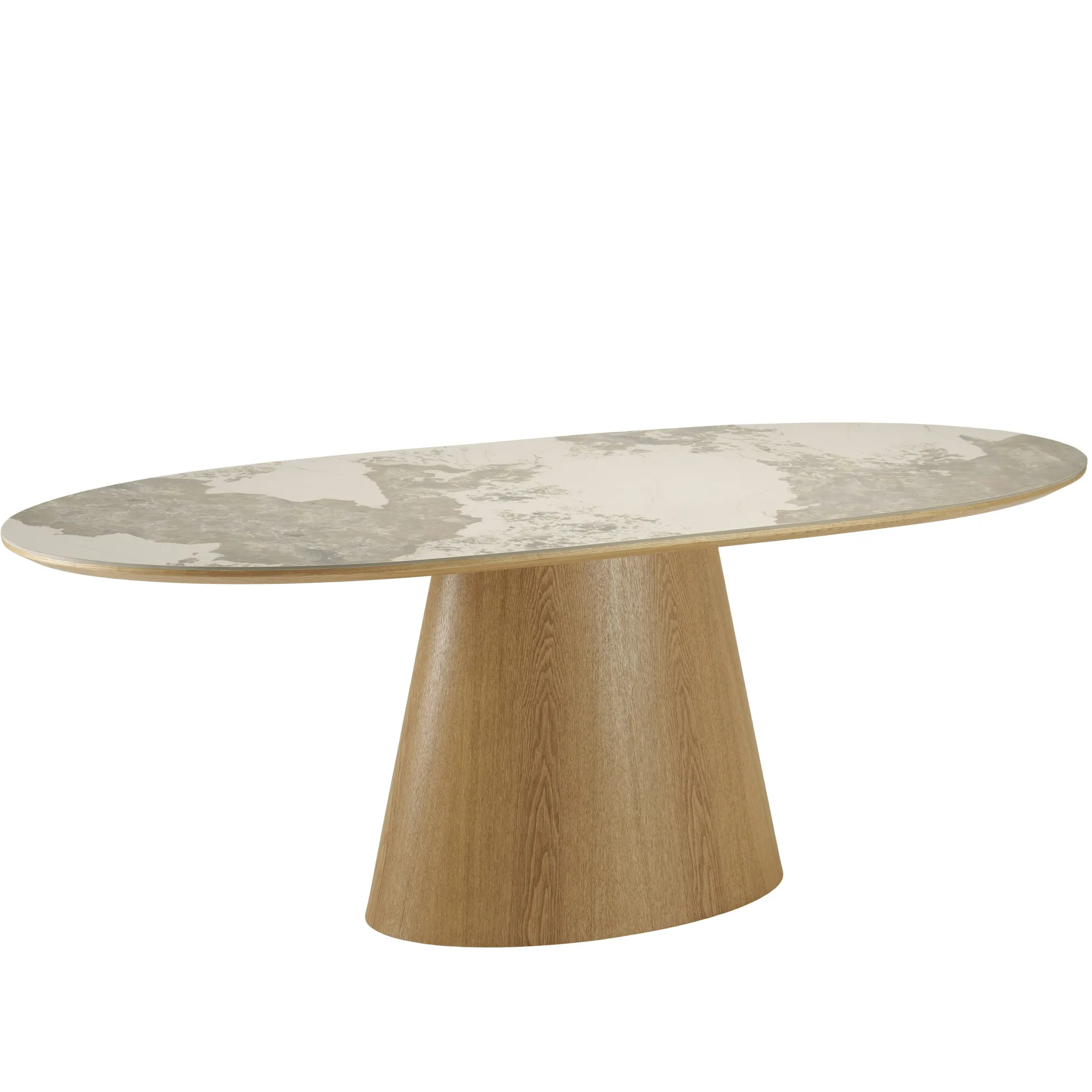 Table à manger 200x90cm plateau céramique pieds bois LINEA