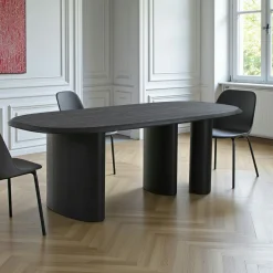 Table moderne noire à 3 pieds design 220 cm ALBERTA